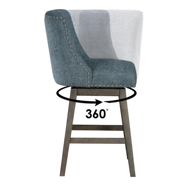 Granville Swivel Upholstered Counter Stool with Solid Wood Frame