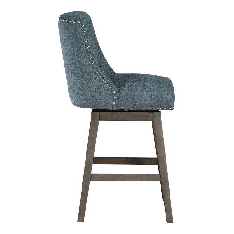 Granville Swivel Upholstered Counter Stool with Solid Wood Frame