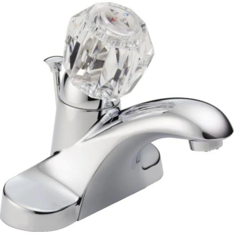 Foundations Centerset Bathroom Faucet with Single Push Tilt Handle