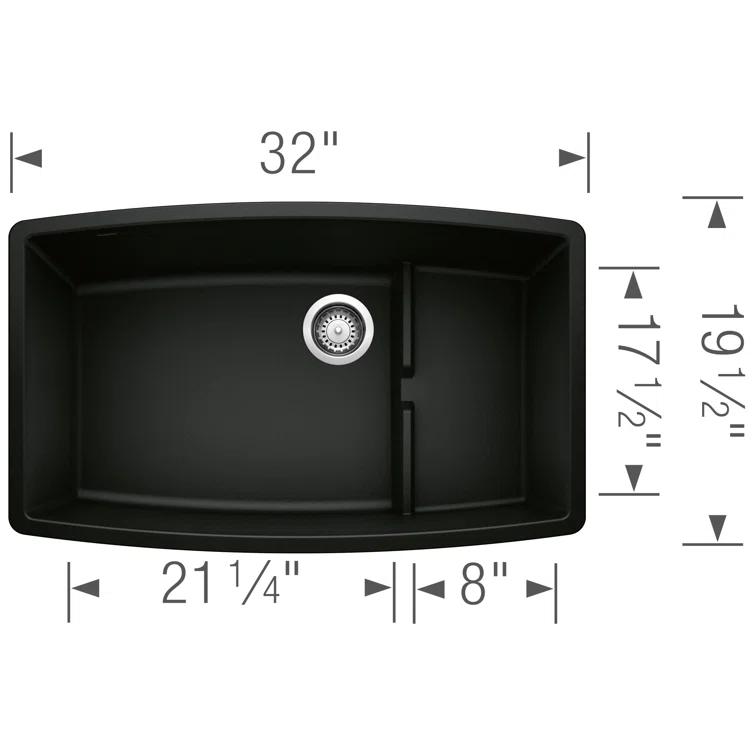 Performa Cascade SILGRANIT 32" L X 20'' W Single Bowl Undermount Kitchen Sink with Colander