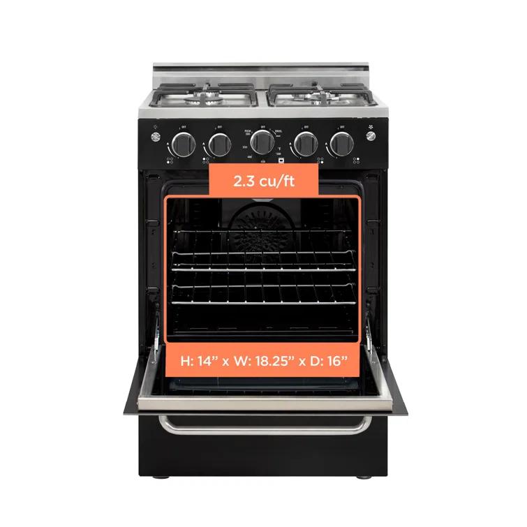 Unique Appliances Prestige 23.5" 4 burner 2.3 cu. ft. Freestanding Gas Range with Convection Oven UGP-24V PC1 B