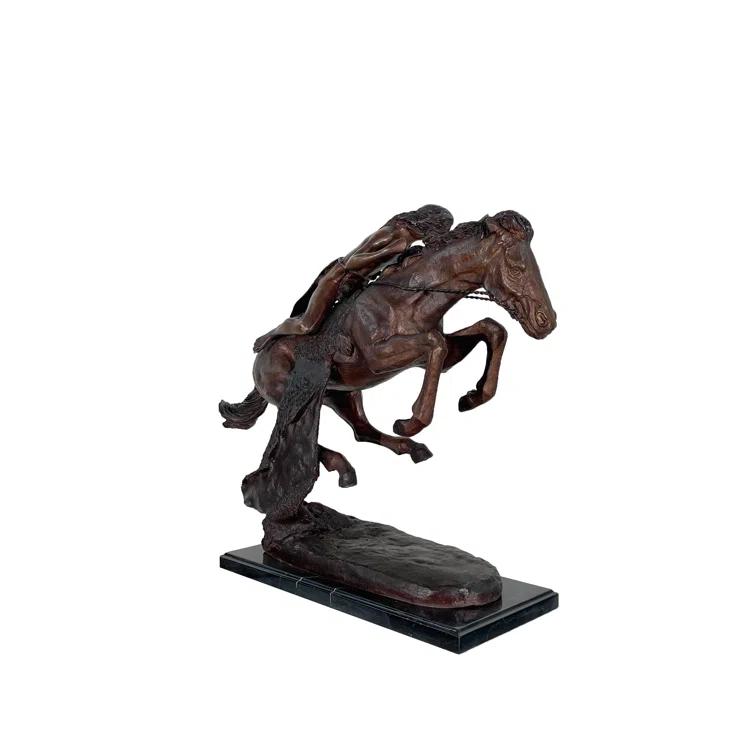Bronze Cheyenne Sculpture with Brown Patina Finish