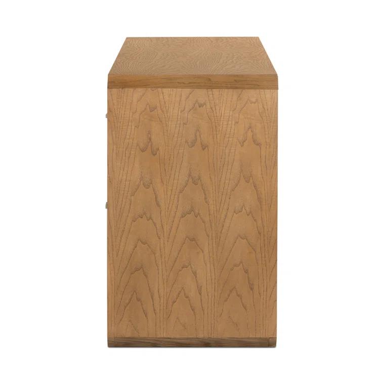 Modern Natural Ash Veneer 6-Drawer Dresser with Satin Brass Hardware