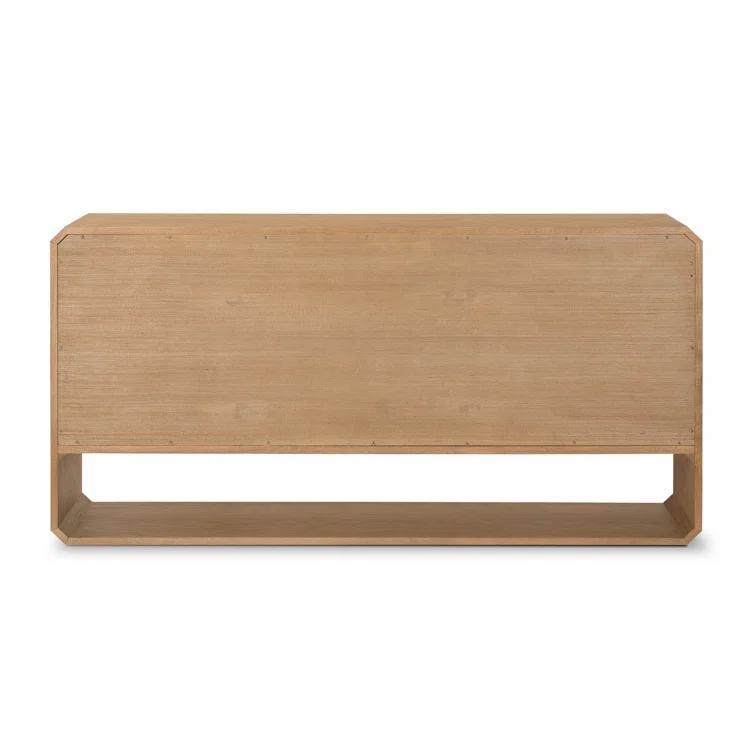 Modern Natural Ash Veneer 6-Drawer Dresser with Satin Brass Hardware