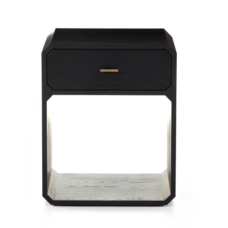 Caspian Contemporary 20.5'' Black Ash 1-Drawer Nightstand