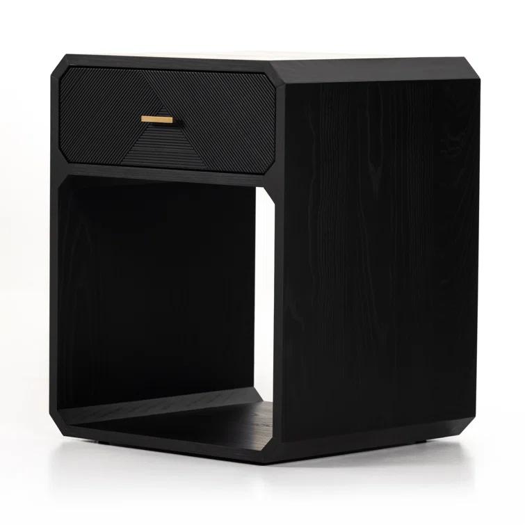 Caspian Contemporary 20.5'' Black Ash 1-Drawer Nightstand