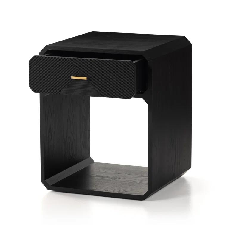 Caspian Contemporary 20.5'' Black Ash 1-Drawer Nightstand