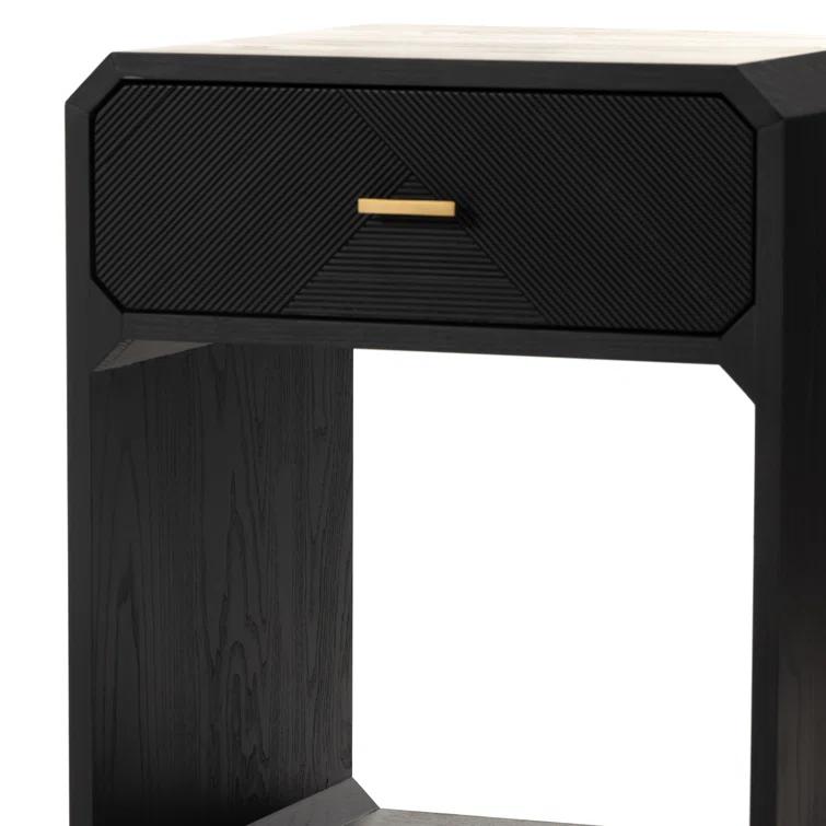 Caspian Contemporary 20.5'' Black Ash 1-Drawer Nightstand