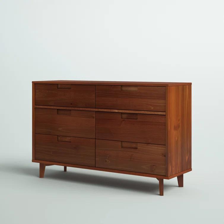 Yarber 6 Drawer Solid Wood Double Dresser