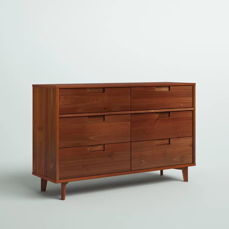 Yarber 6 Drawer Solid Wood Double Dresser