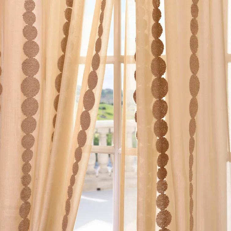 Hershman Embroidered Rod Pocket Sheer Curtains Single Panel Drapes