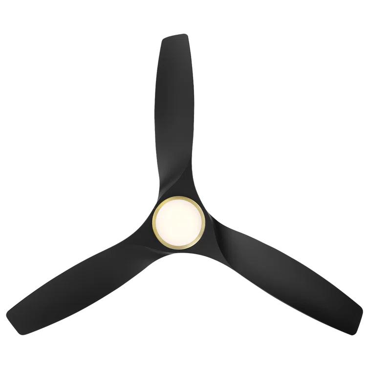 Skylark 54" 3 - Blade Outdoor LED Smart Flush Mount Ceiling Fan with Remote Control and Light Kit Included