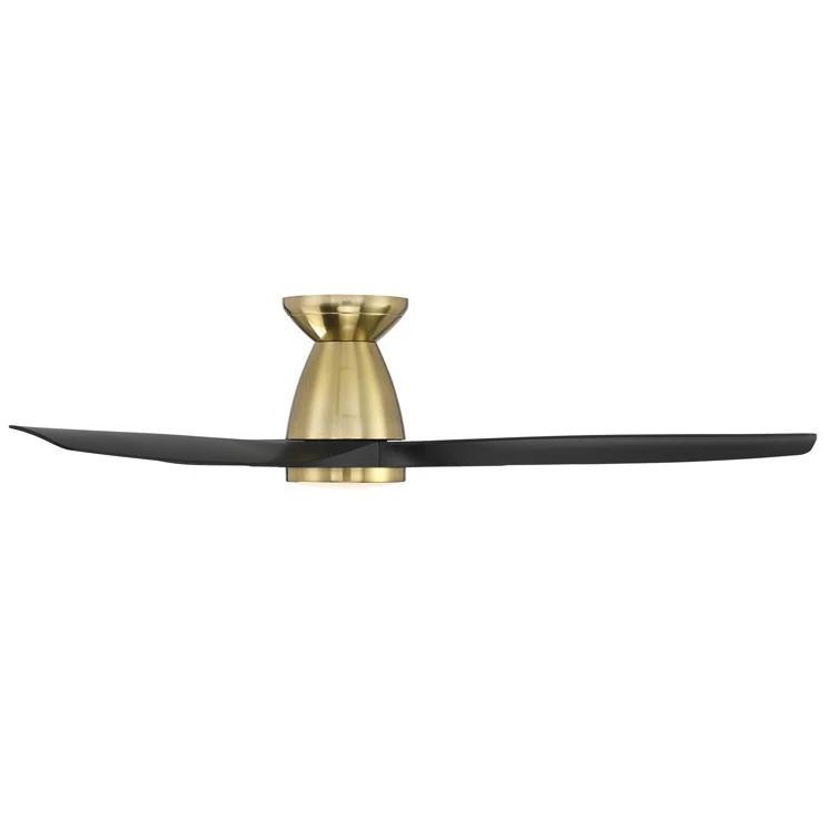 Skylark 54" 3 - Blade Outdoor LED Smart Flush Mount Ceiling Fan with Remote Control and Light Kit Included