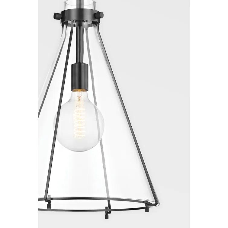Sybil Pendant Light - Clear / Flared / Antique Bronze