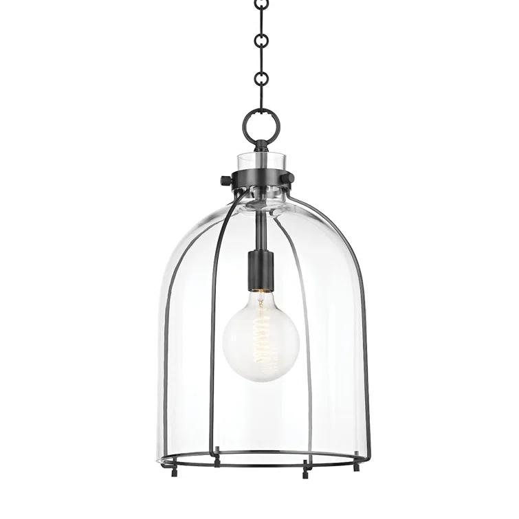 Sybil Pendant Light - Clear / Curved / Antique Bronze
