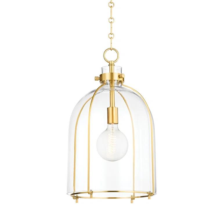 Sybil Pendant Light - Clear / Curved / Antique Brass