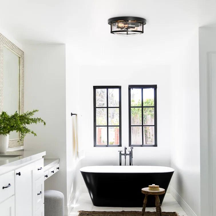 Lampkins 2 - Light Seeded Glass Shaded Flush Mount