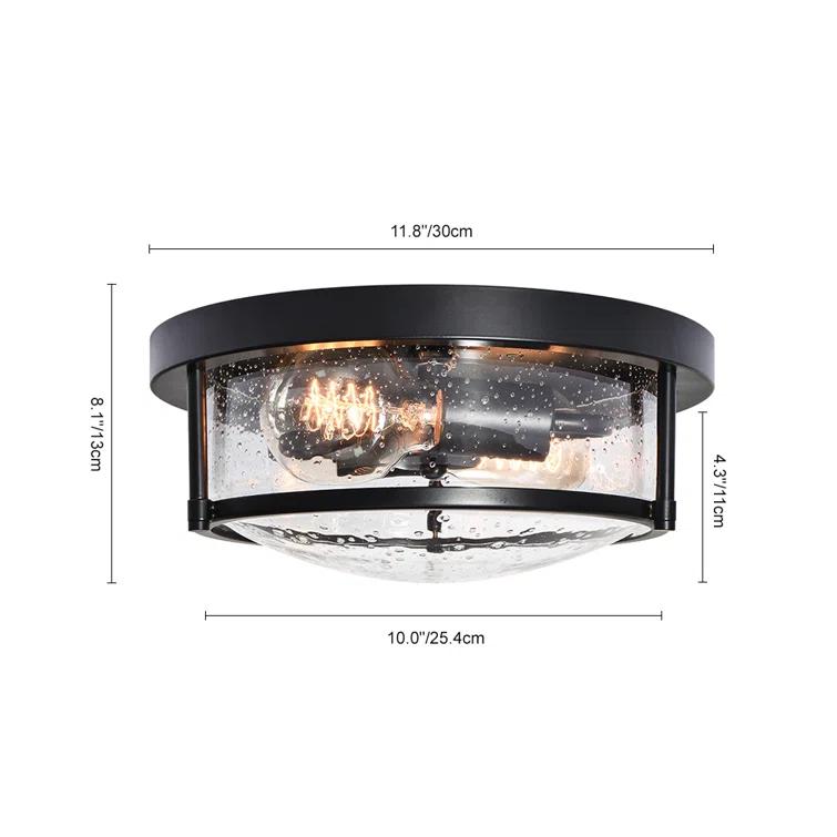 Lampkins 2 - Light Seeded Glass Shaded Flush Mount