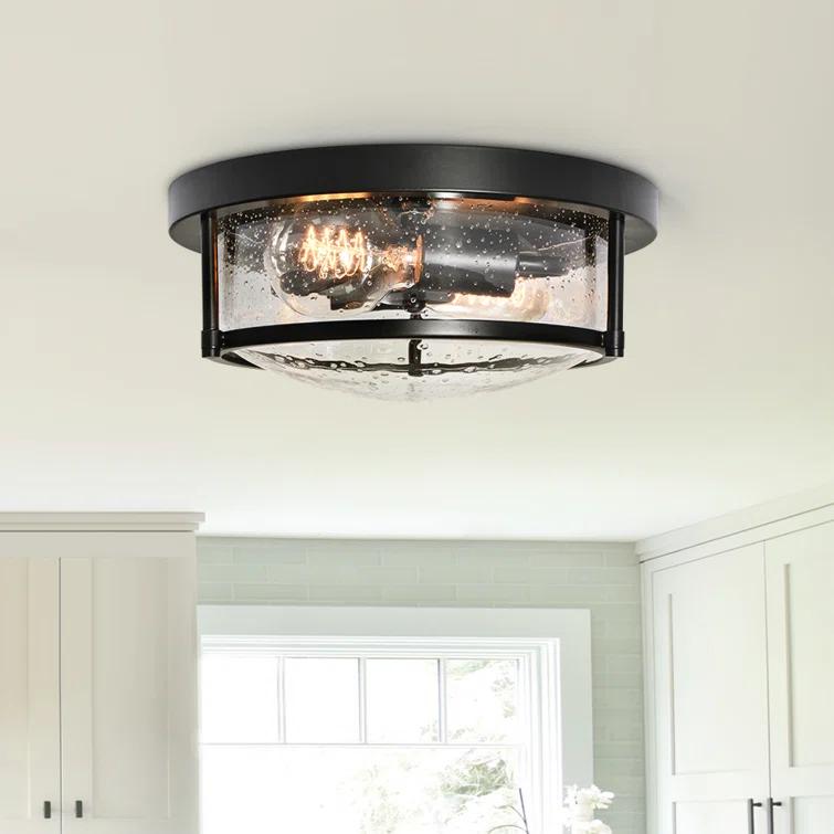 Lampkins 2 - Light Seeded Glass Shaded Flush Mount