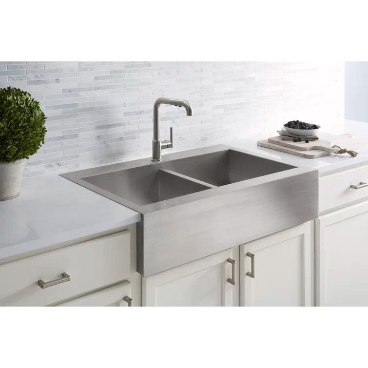 Vault™ 35.75" L x 24.3125" W Double Basins Farmhouse Kitchen Sink