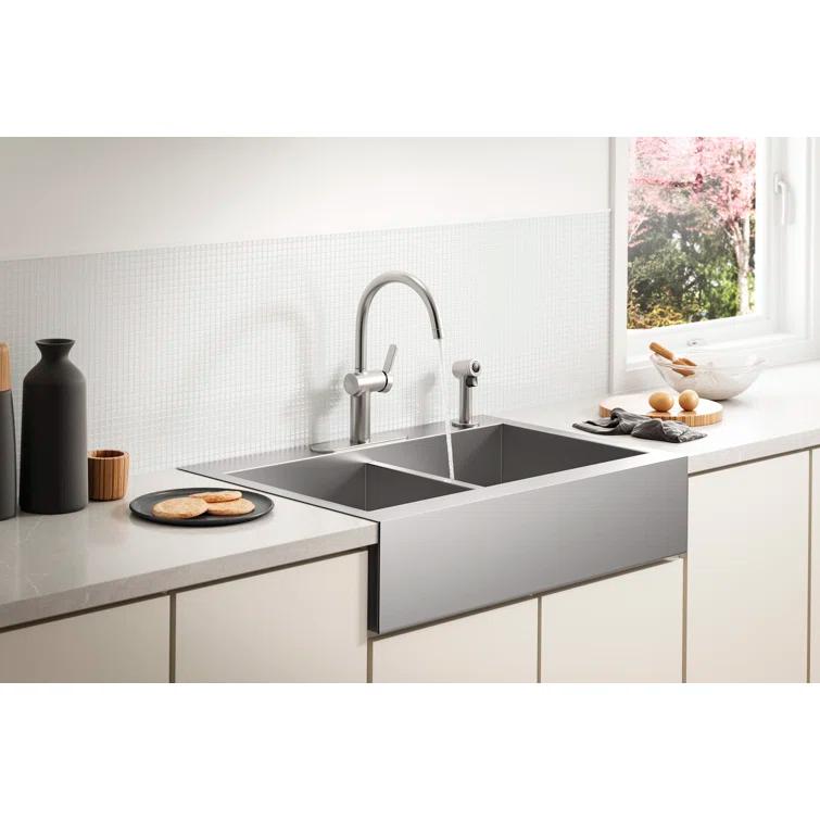 Vault™ 35.75" L x 24.3125" W Double Basins Farmhouse Kitchen Sink