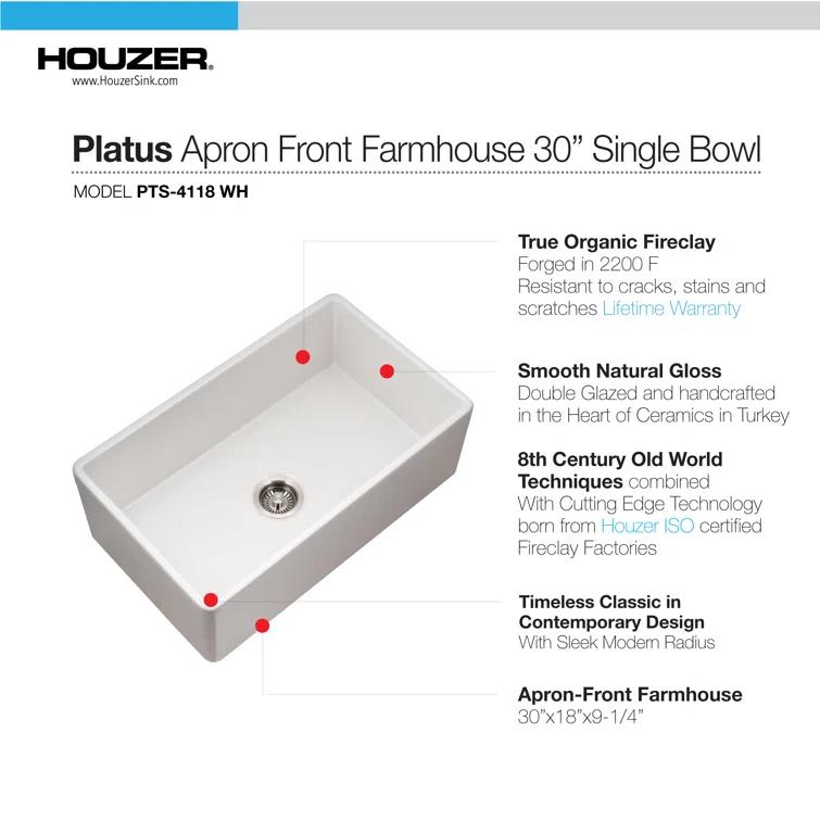 30'' L Farmhouse / Apron Single Bowl Fireclay Kitchen Sink
