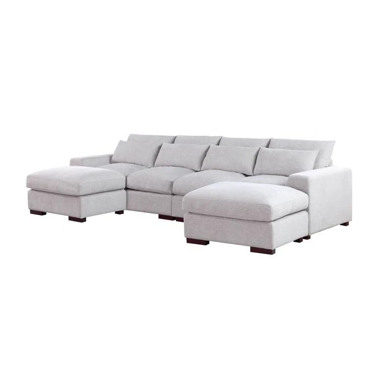 Biaggio Linen Blend Sectional with 2 Ottomans,Sectional Couch
