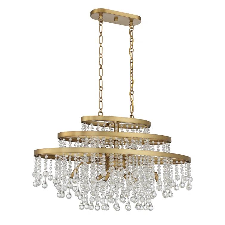 Luna 10-Light Oval Chandelier in Warm Brass