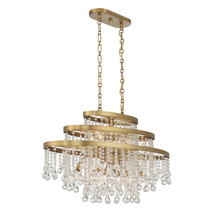Luna 10-Light Oval Chandelier in Warm Brass