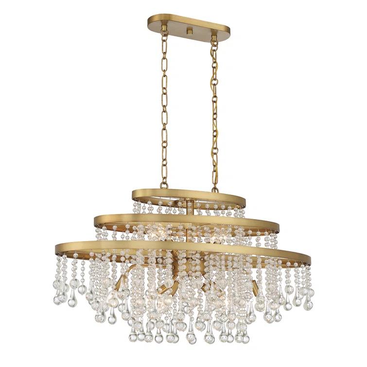Luna 10-Light Oval Chandelier in Warm Brass
