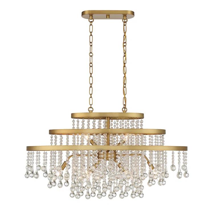 Luna 10-Light Oval Chandelier in Warm Brass