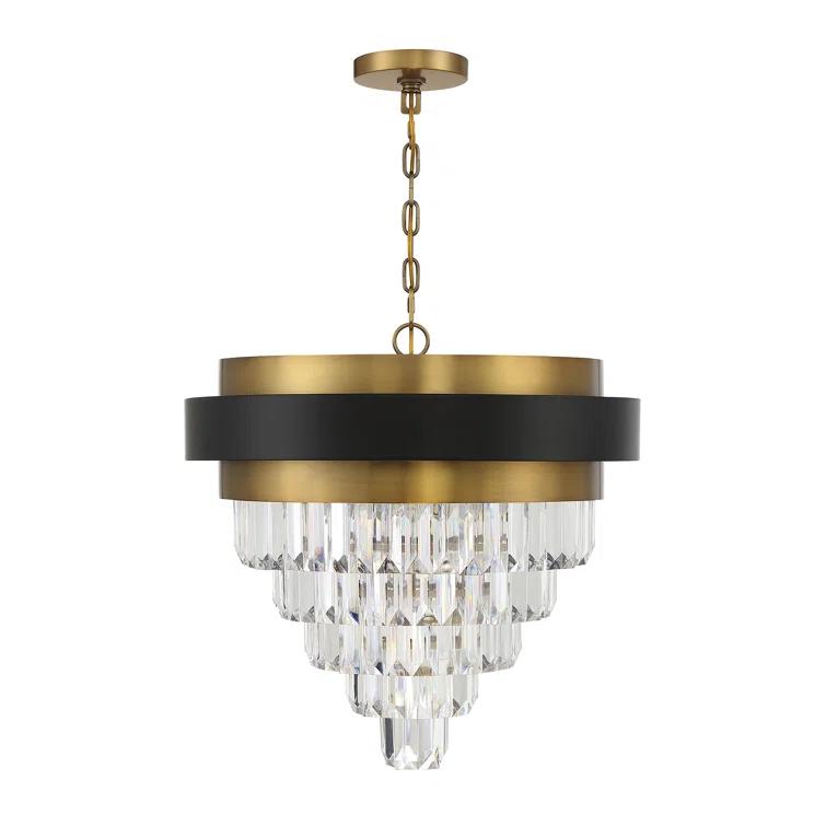 Marquise 4-Light Chandelier in Matte Black with Warm Brass Accents