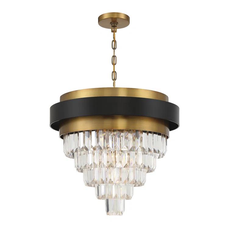 Marquise 4-Light Chandelier in Matte Black with Warm Brass Accents