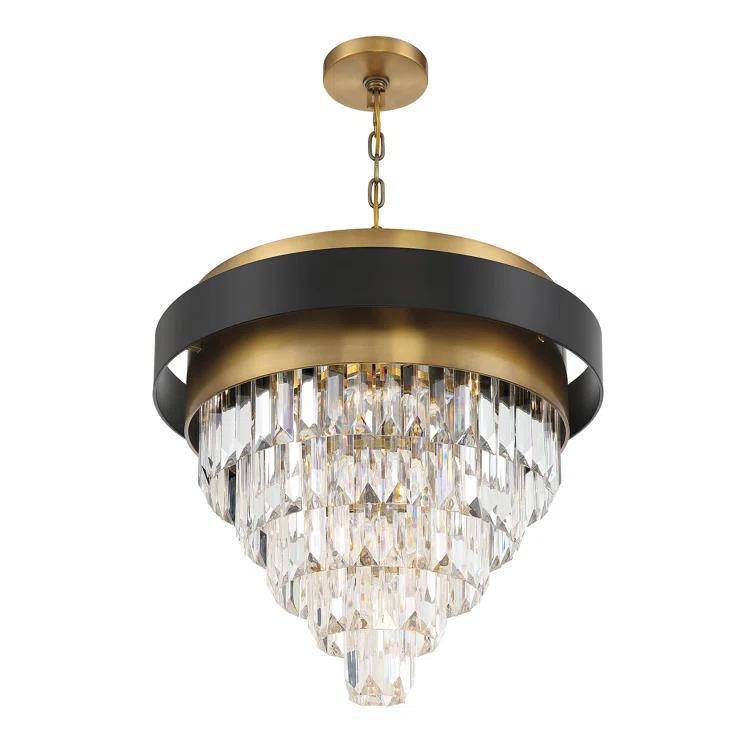 Marquise 4-Light Chandelier in Matte Black with Warm Brass Accents