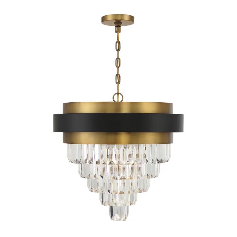 Marquise 4-Light Chandelier in Matte Black with Warm Brass Accents
