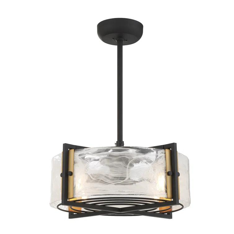 Hayward 4-Light Fan D'Lier in Matte Black with Warm Brass Accents