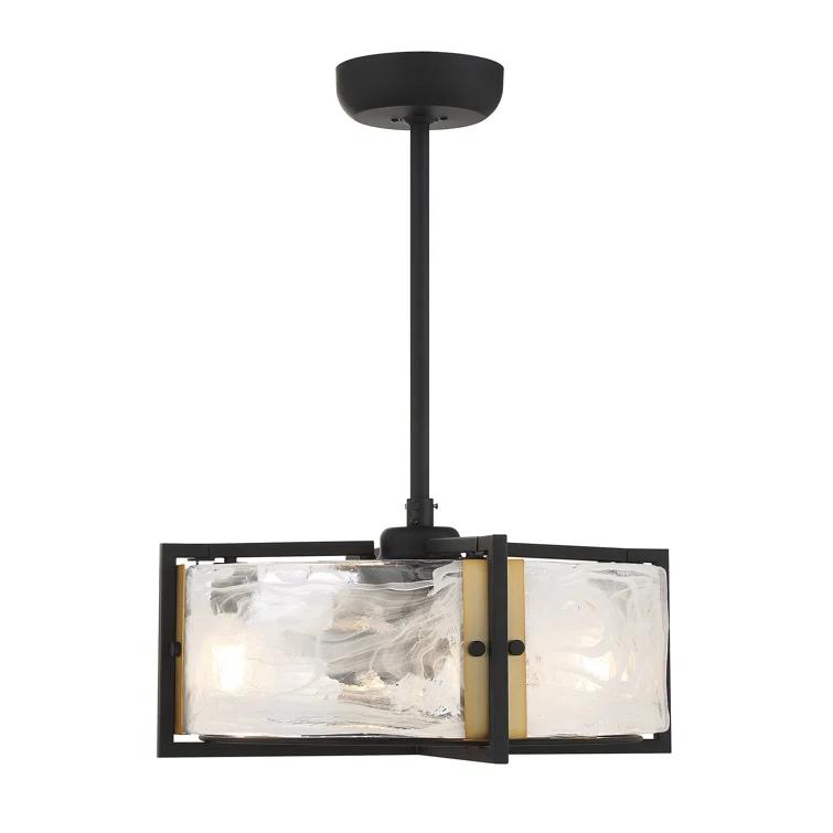 Hayward 4-Light Fan D'Lier in Matte Black with Warm Brass Accents