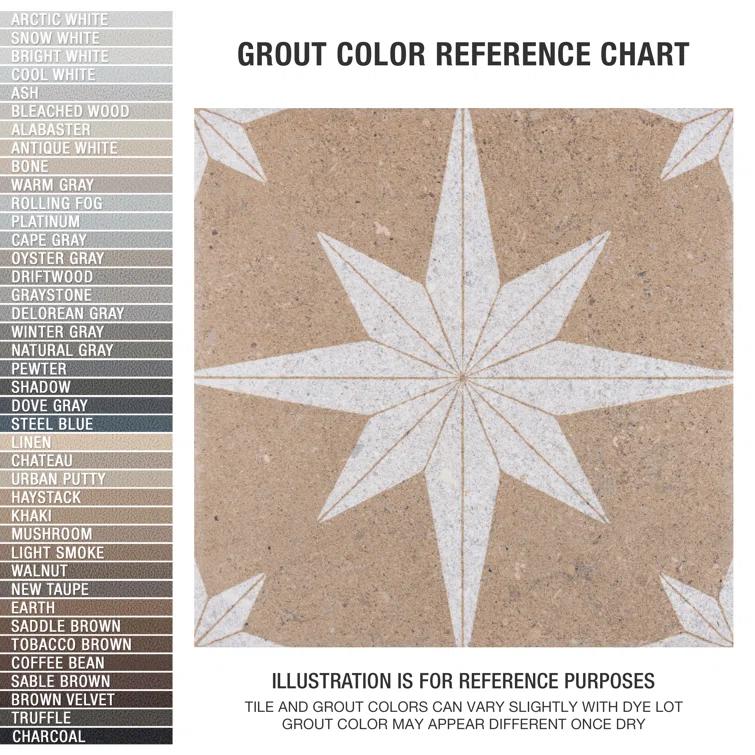 Merola Tile Compass Star 8" x 8" Porcelain Stone Look Wall & Floor Tile