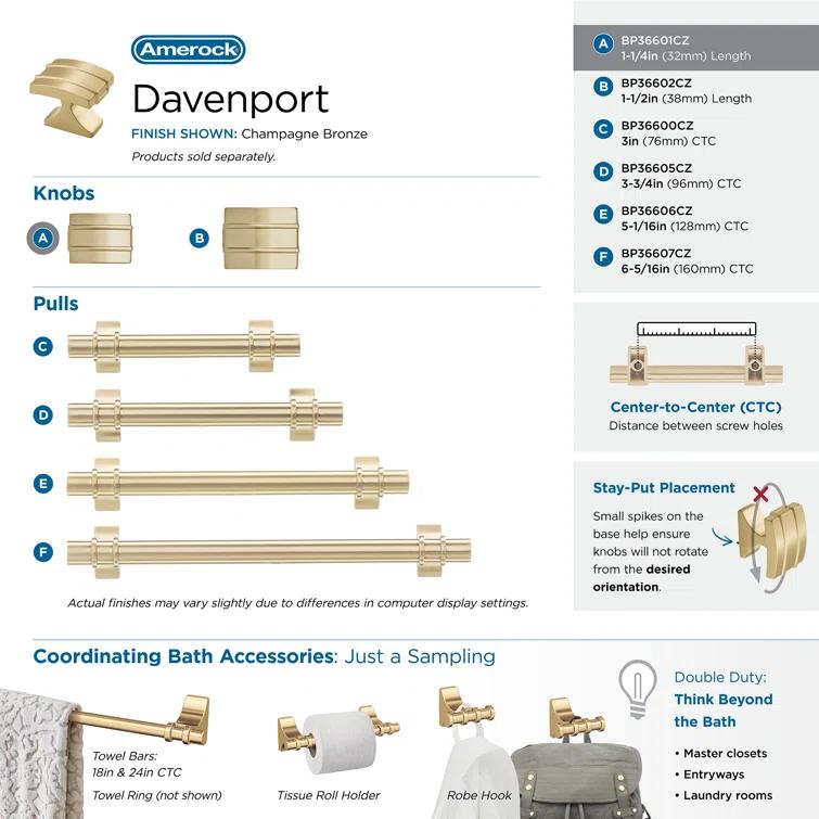 Davenport 1 3/16" Length Square Knob