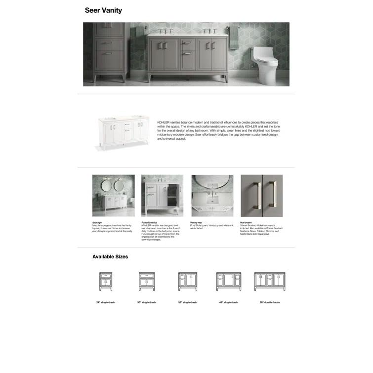Seer 24" Freestanding Single Bathroom Vanity Cabinet with Sink and Quartz Top
