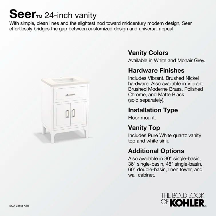 Seer 24" Freestanding Single Bathroom Vanity Cabinet with Sink and Quartz Top