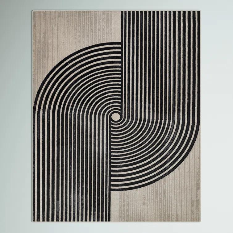 Wade Logan® Chanella Geometric Black/Beige Area Rug