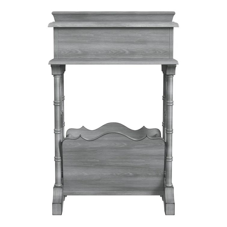 Gray Poplar Wood End Table with Storage