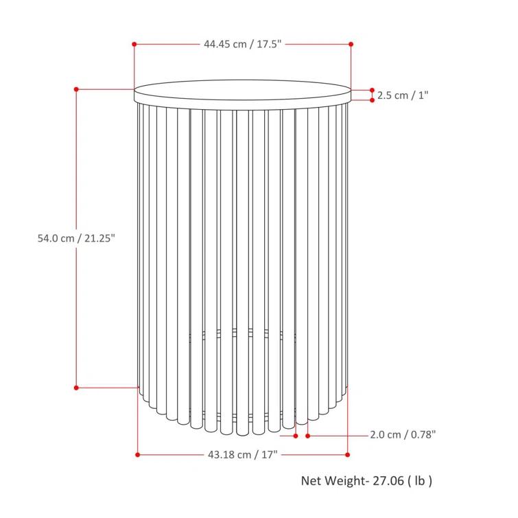 Lora Solid Wood Drum End Table