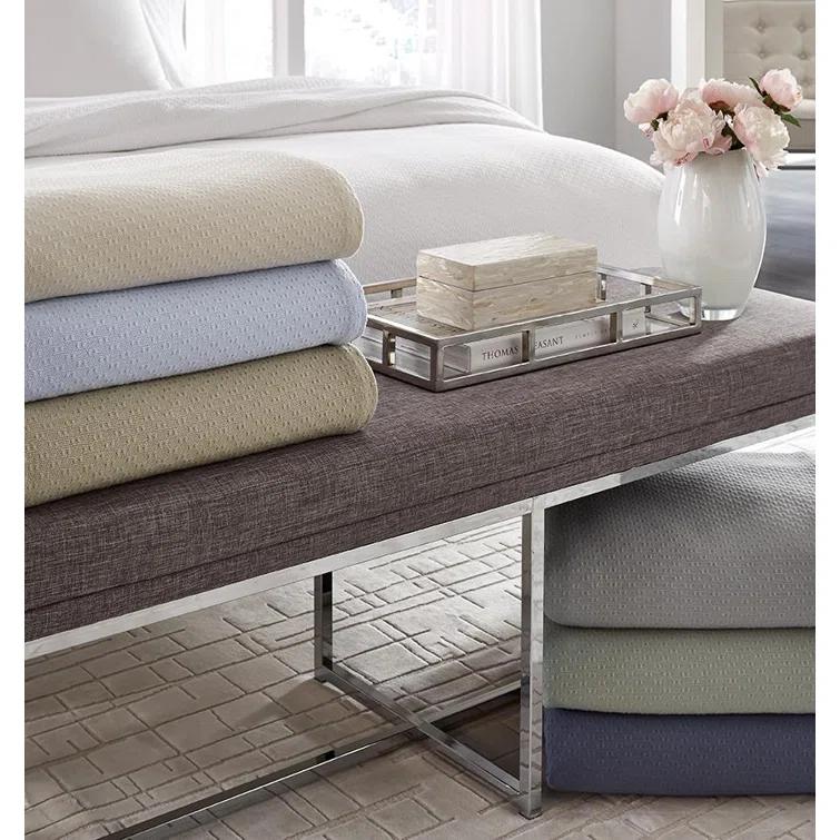 Corino Marine-Inspired White Cotton Full/Queen Blanket