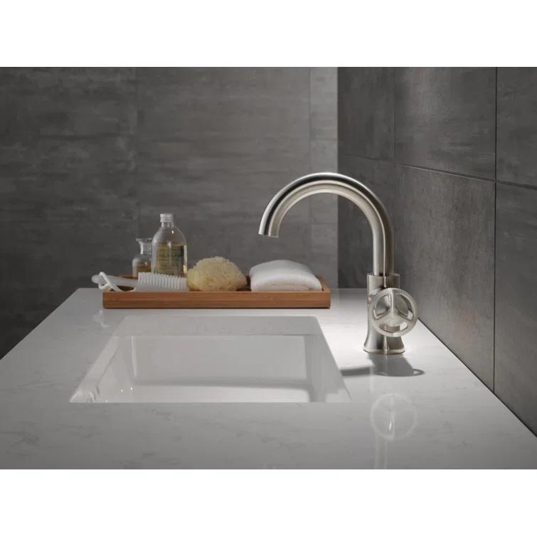 Trinsic Single Hole Bathroom Faucet with Wheel Handle, Single Handle Bathroom Sink Faucet