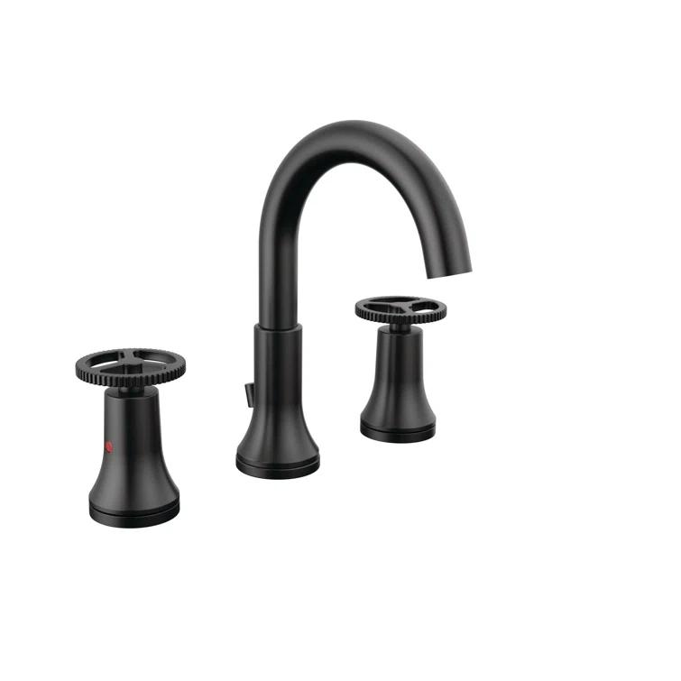 Trinsic Widespread Bathroom Faucet 3 Hole with Wheel Handle, 2-handle Bathroom Sink Faucet