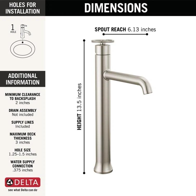 Trinsic Single Hole Vessel Bathroom Faucet, Single Handle Vessel Bathroom Sink Faucet