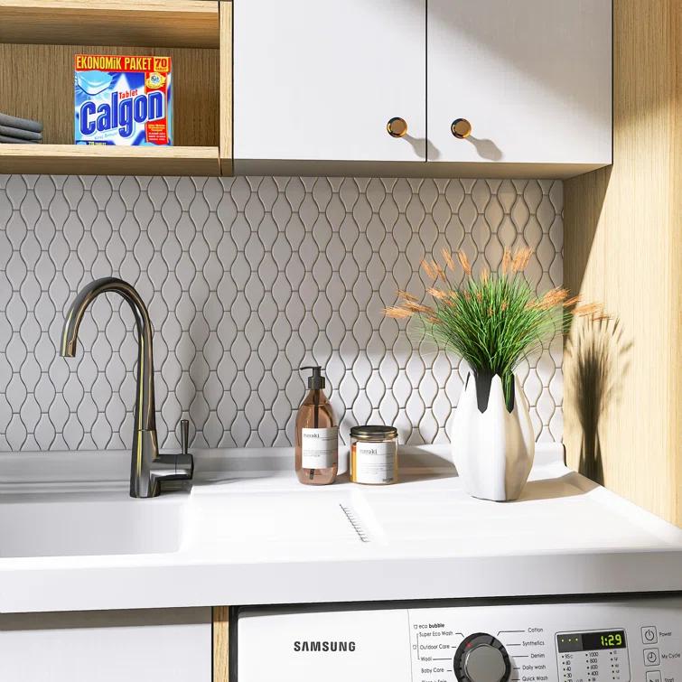 Supreme Tile Handmade 12.01 in. x 9.65 in. Geometric Glossy Porcelain Mosaic Wall and Floor Tile