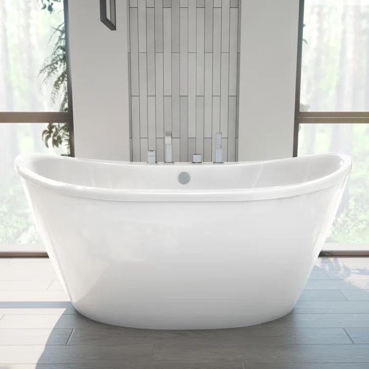 60" L x 32" W Free Standing Soaking Acrylic Bathtub